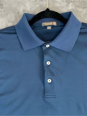 Peter Millar Summer Comfort Polo Shirt Mens Large Blue Short Sleeve Stretch Golf